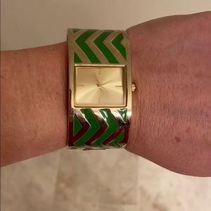 Gold chevron bangle watch